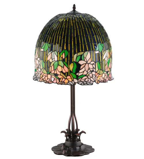 Flowering Lotus Green & Pink Lamp Shade 32" Tall