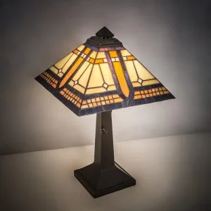Mission Style Lamp - Stained Glass Lampshade - 16" Tall