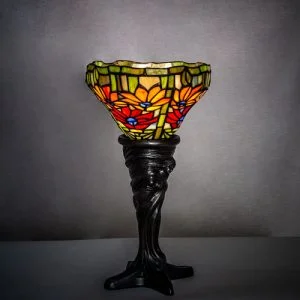 Russet Poinsettia Flowers Tiffany Accent Lamp 247501