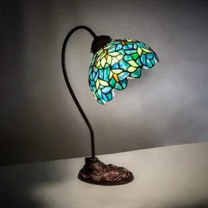 Wisteria Desk Lamp - Stained Glass Lampshade - 18" Tall