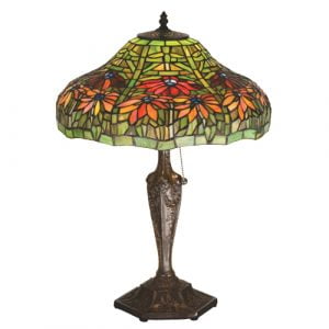 Poisettia Flowers Stained Glass Mini Lamp 26632