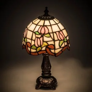 Rosebud Stain Glass Table Lamp 31210